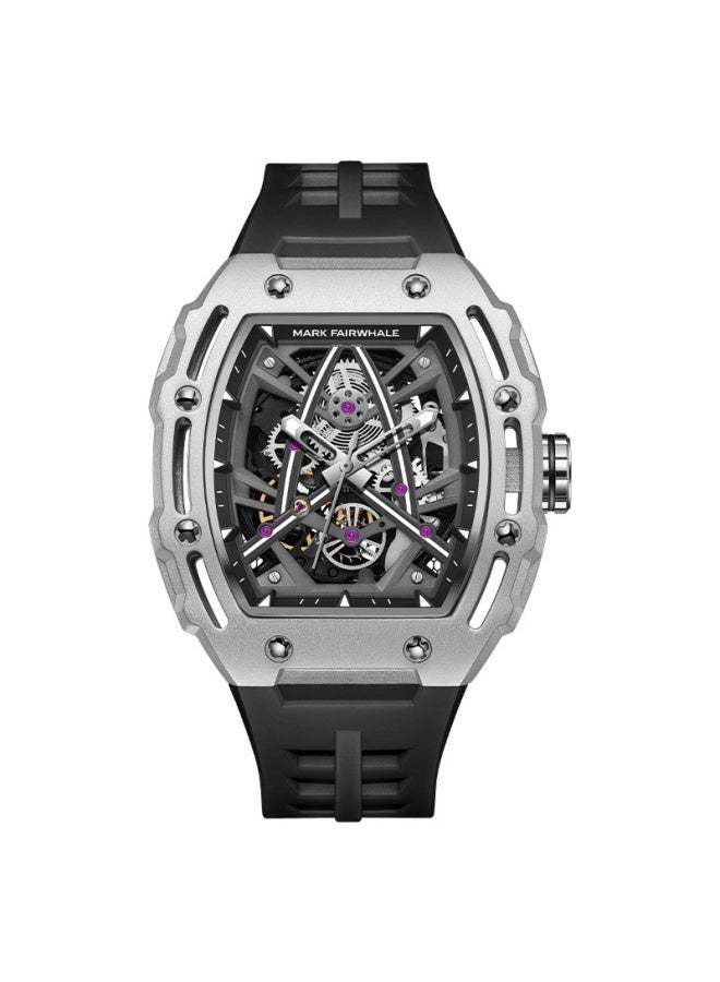 Mark Fairwhale Men's Tourbillon Automatic Mechanical Watch - Double Skeleton Dial, Water Resistant, Barrel-Shaped Case - Image 1